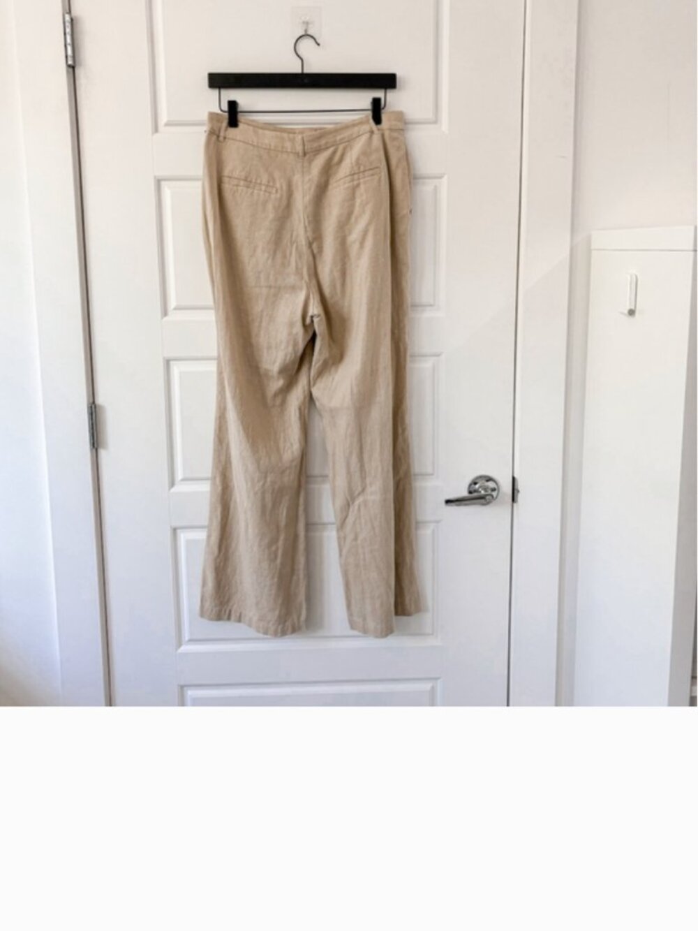 Reformation Earl Linen Pleated High Waisted Wide Leg Trouser Pants Oatmeal Beige - Picture 7 of 9